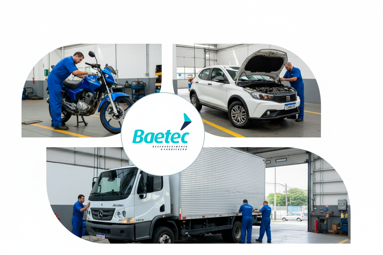 Módulos de comando Baetec com controles remotos e chicotes de instalação